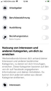 Einstellen deiner Interessen