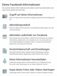 Übersicht: Deine Facebook-Informationen