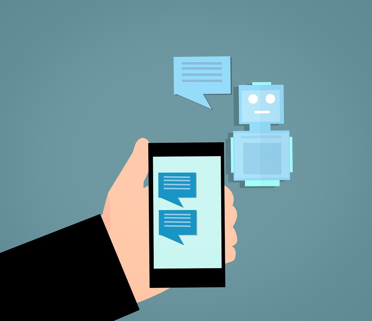 chatbot, chat, application, artificial, bot, chatting, communicate, concept, connect, conversation, flat, hand, holding, information, man, message, messenger, mobile, online, phone, robot, service, smart, smartphone, automation, chatbot, chatbot, chatbot, chatbot, chatbot