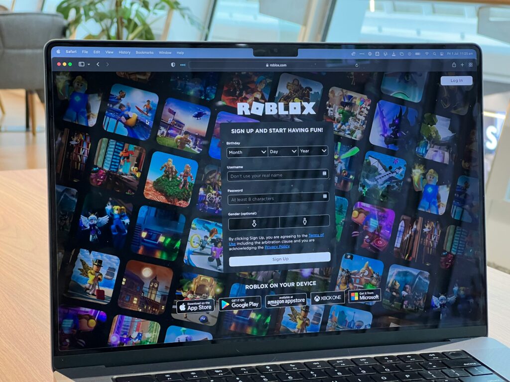 Startseite von Roblox.