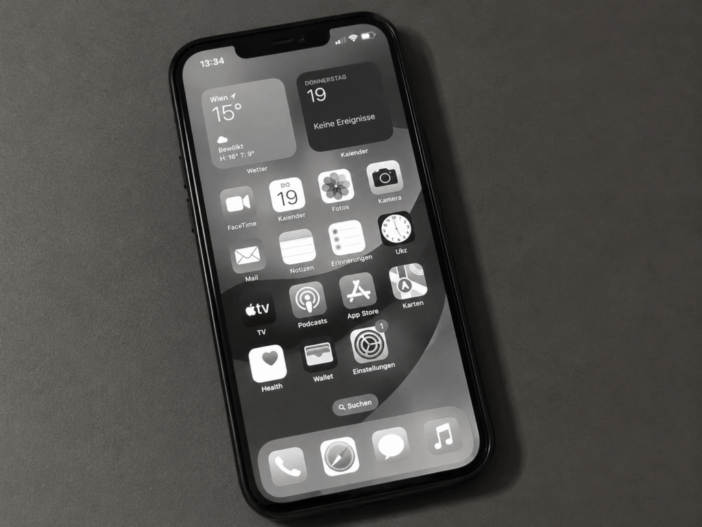 Smartphone im Graustufenmodus
