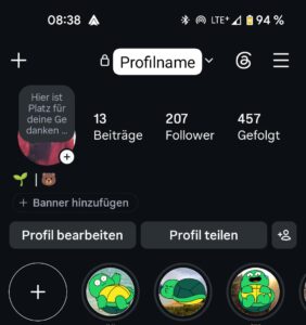 Das eigene Profil und die eigenen Posts.