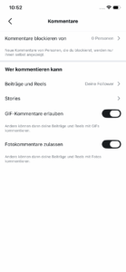 Kommentare verwalten