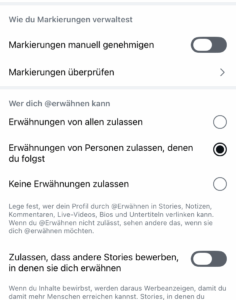 Erwähnungen verwalten